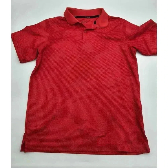 Nike Golf Tiger Woods Boys L Red Jacquard Camo Pattern Polo Shirt - Picture 1 of 4